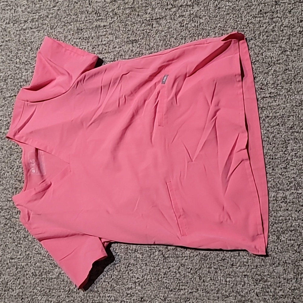 Figs neon pink scrub top